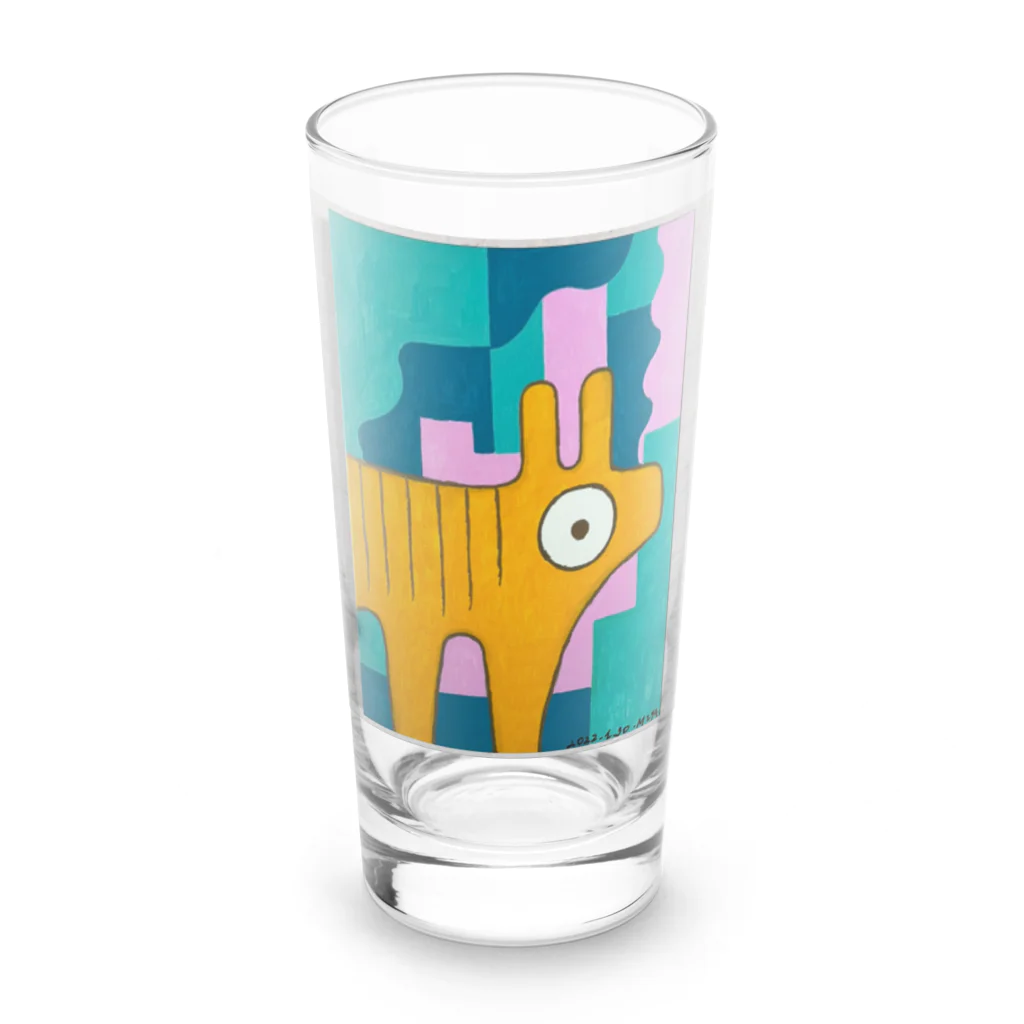 little pandaの「自分の事をシマウマと勘違いしているアルパカの肖像画」 Long Sized Water Glass :front