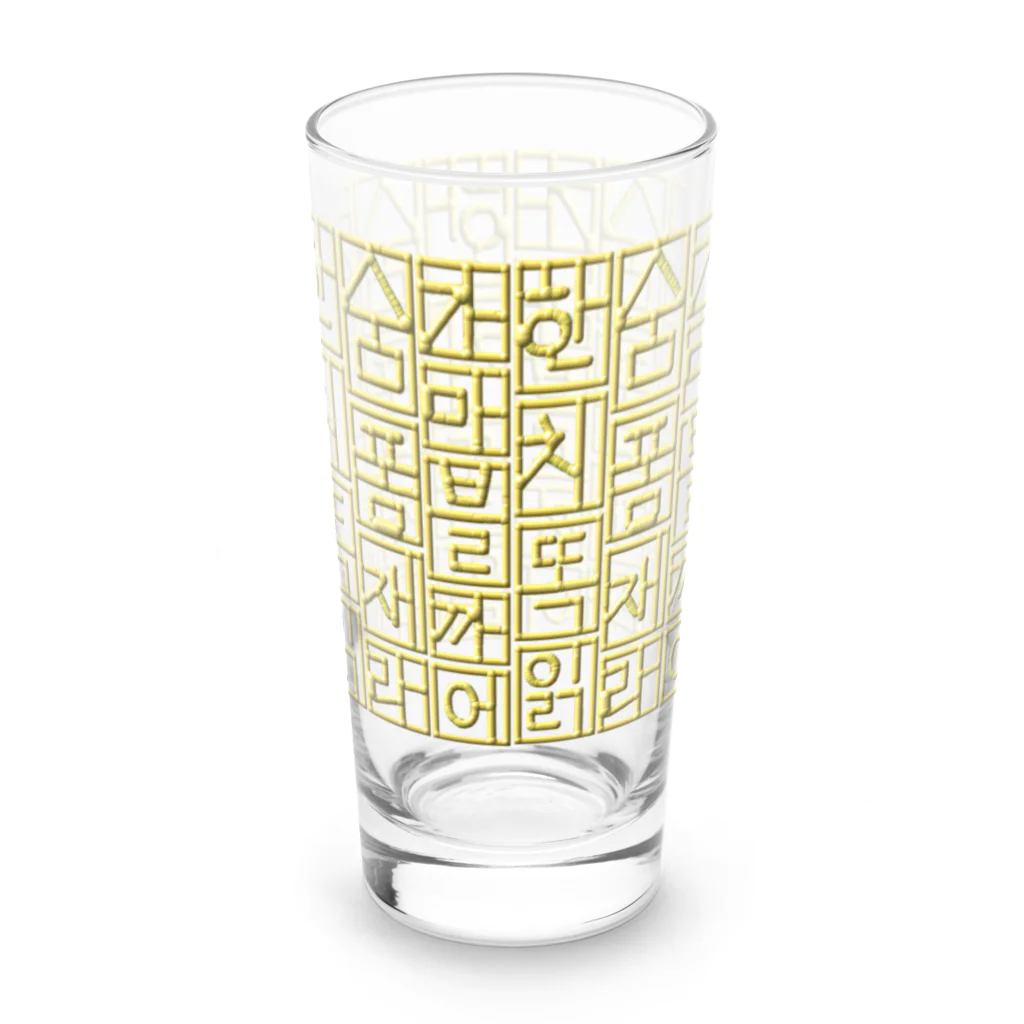 LalaHangeulの金色ハングル　12行バージョン Long Sized Water Glass :front