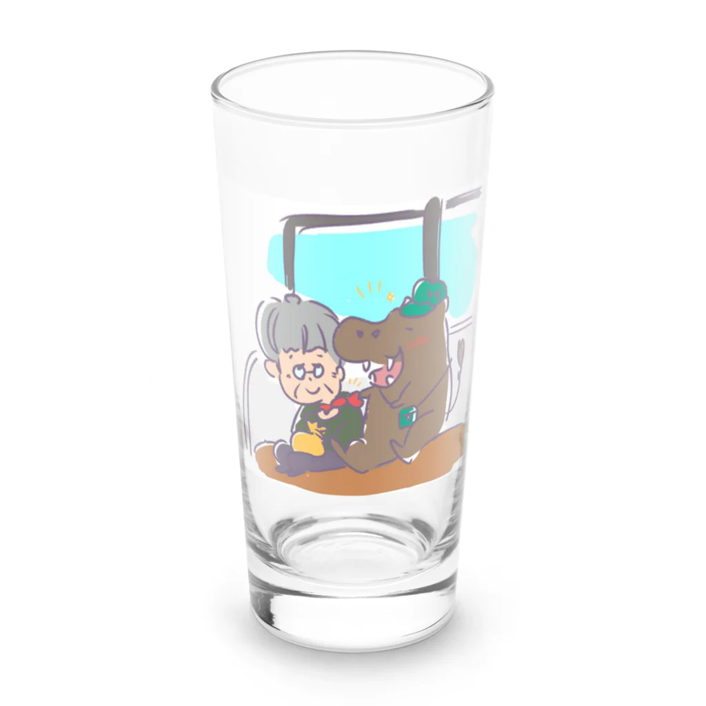 🥖こげぱん🐾のこげぱんカバ　電車に乗る Long Sized Water Glass :front