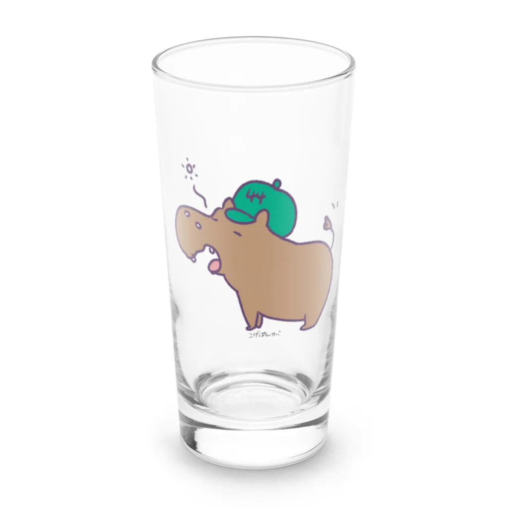 🥖こげぱん🐾のこげぱんカバ　寝起き Long Sized Water Glass :front