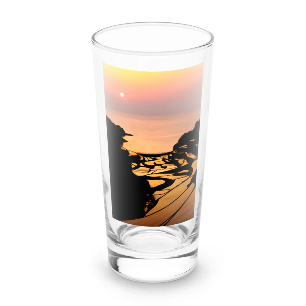 小佐々塾の夕陽と棚田 Long Sized Water Glass :front