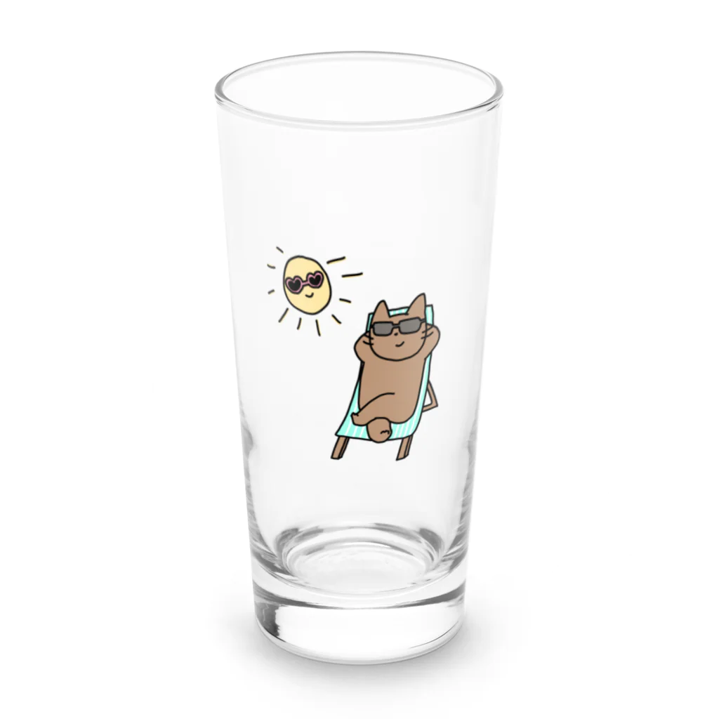 天秤座の太陽と仲良し☀️こんがりねこ Long Sized Water Glass :front