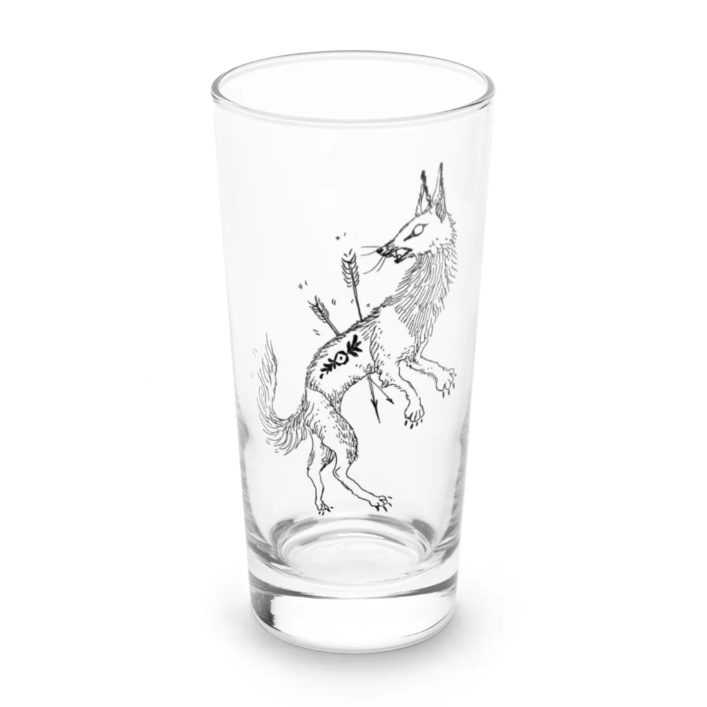 B  L  A  C  K  B  E  U  R  AのFox & Arrow / dark tribe - white Long Sized Water Glass :front