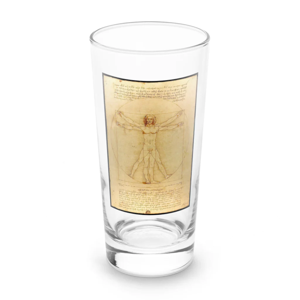 えとーの趣味商品店のレオナルド・ダ・ヴィンチの『ウィトルウィウス的人体図』 Long Sized Water Glass :front