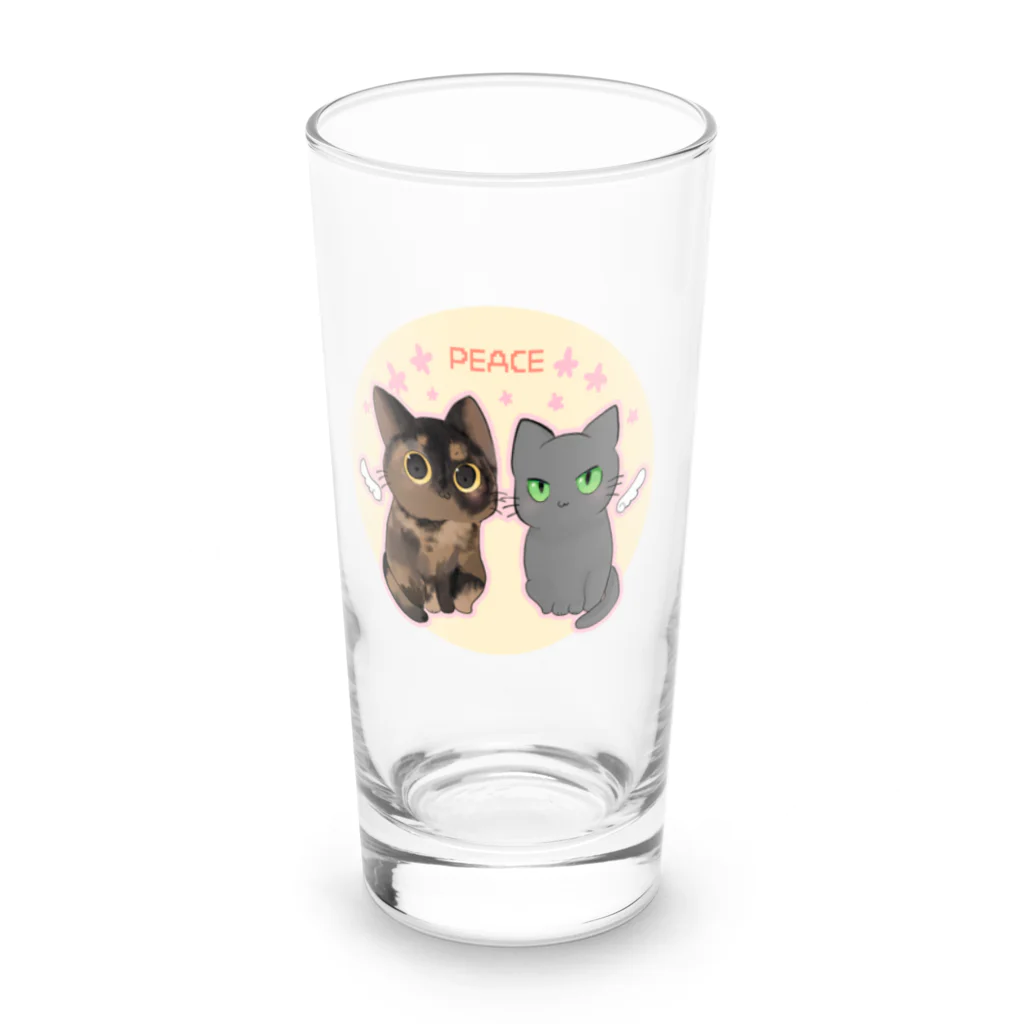 ねこほうチャンネル公式グッズのハムモモ平和チームイラストグッズ Long Sized Water Glass :front