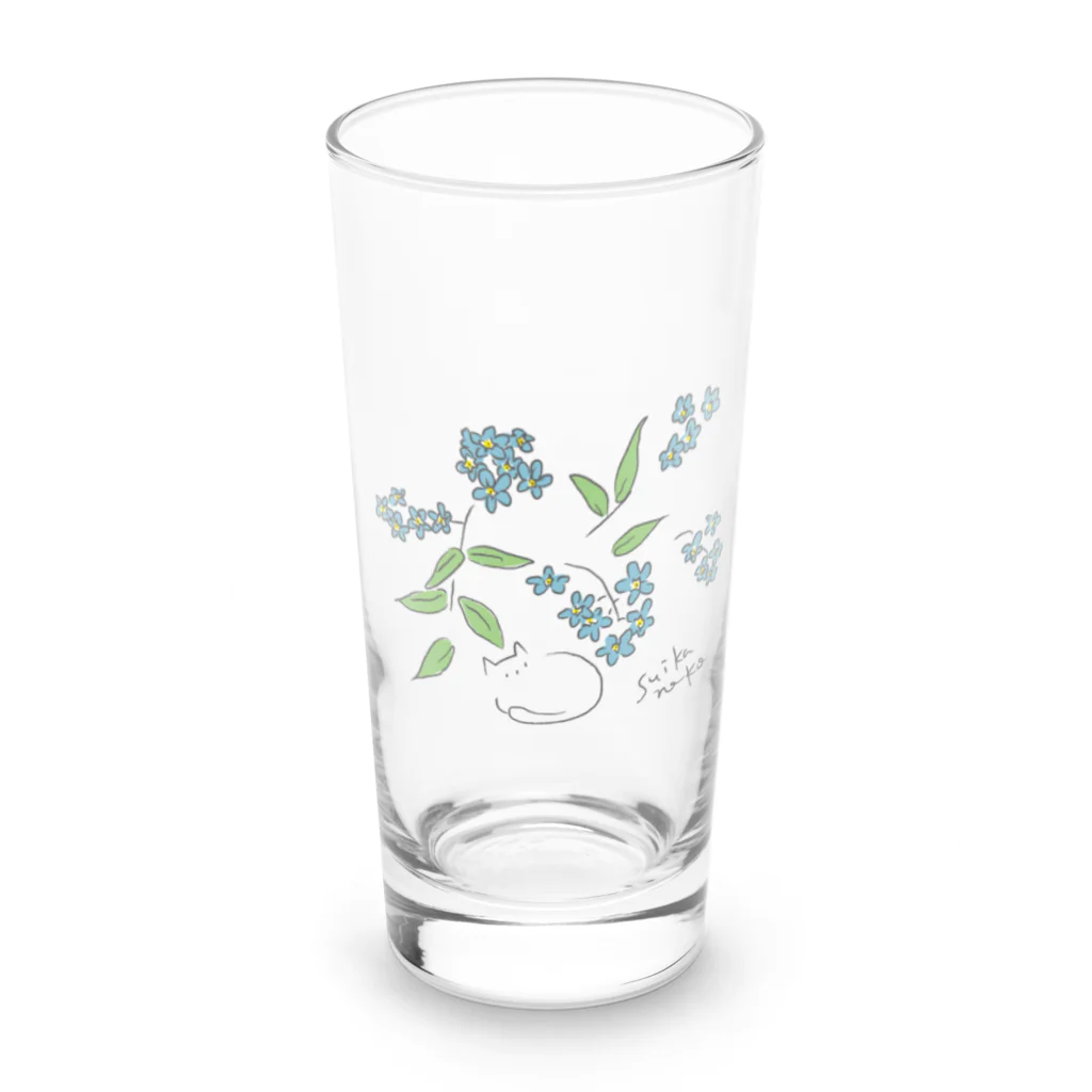 すいかねこの花ねこブルー Long Sized Water Glass :front
