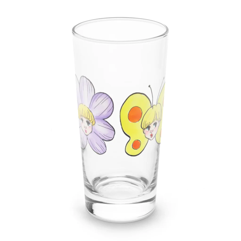 ソーメンズの花とちょうちょ Long Sized Water Glass :front