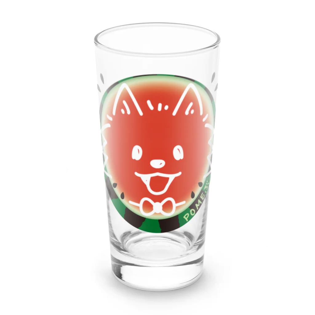 イラスト MONYAAT の POMEぶ Dスイカとポメラニアン Long Sized Water Glass :front