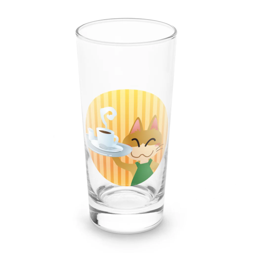 雑貨屋きゅう＠suzuri支店のねこオーナーのコーヒー Long Sized Water Glass :front