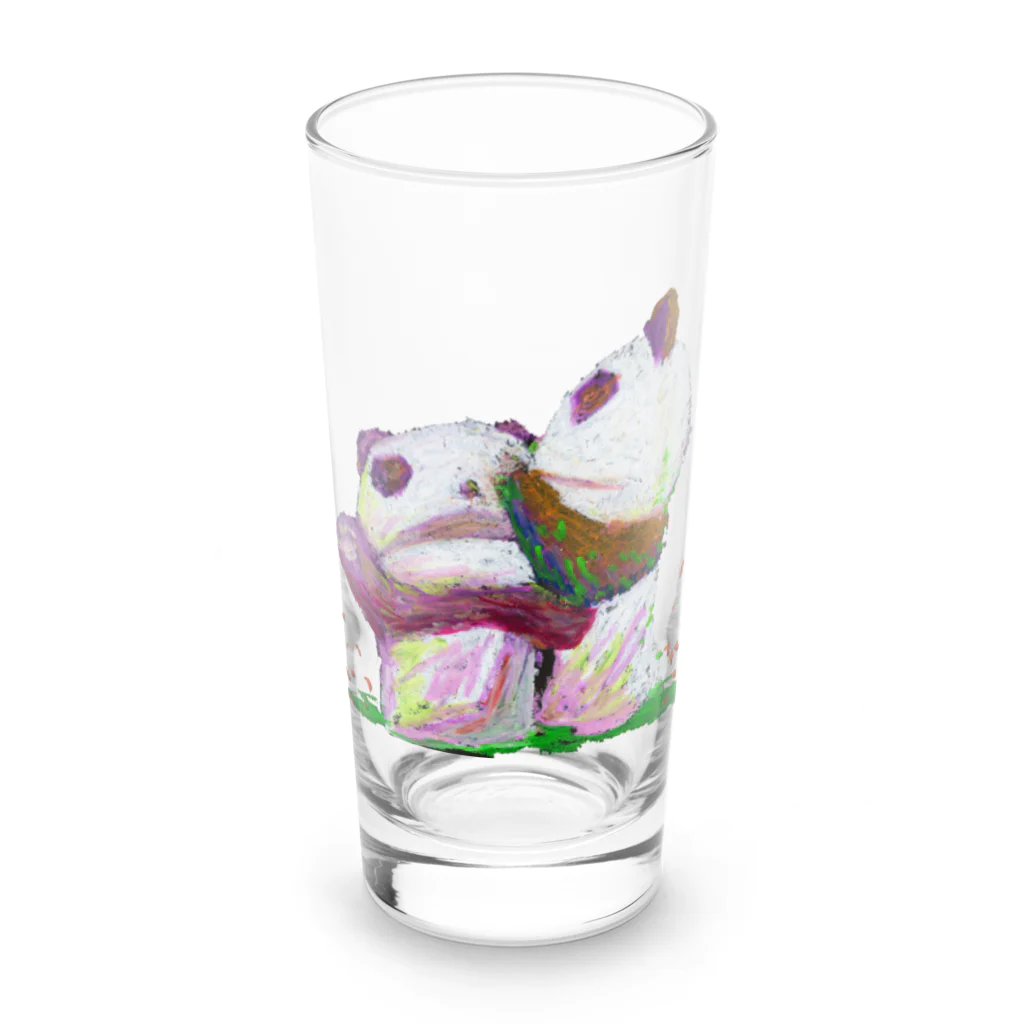 やまのうえのきのこのお店　～きのこ&パンダ～の「ケンカするパンダ」 Long Sized Water Glass :front