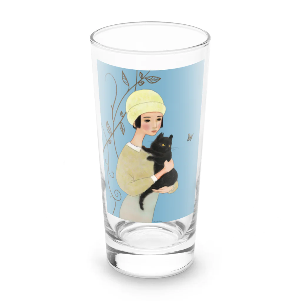 四月研究所 SUZURI店の大正浪漫ヲトメ図画ー光 Long Sized Water Glass :front