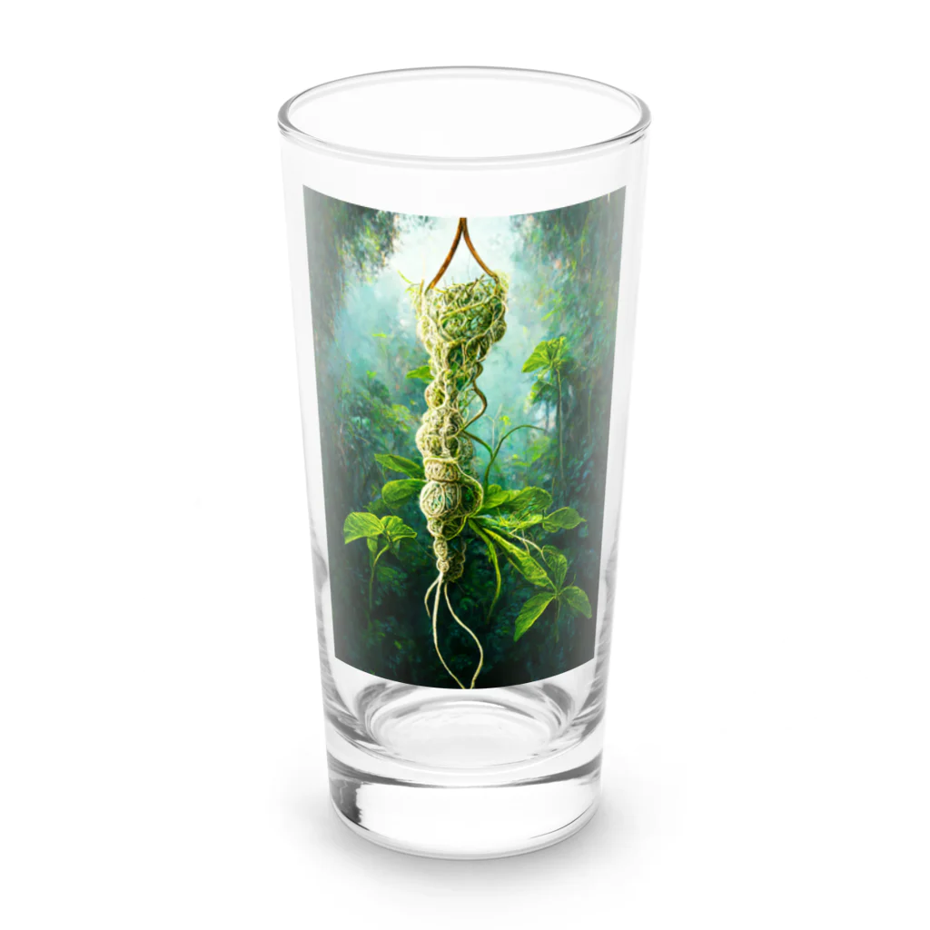 マクラメ魔法植物の店のエクステの蔓２　スパイラルノット ロンググラス前面