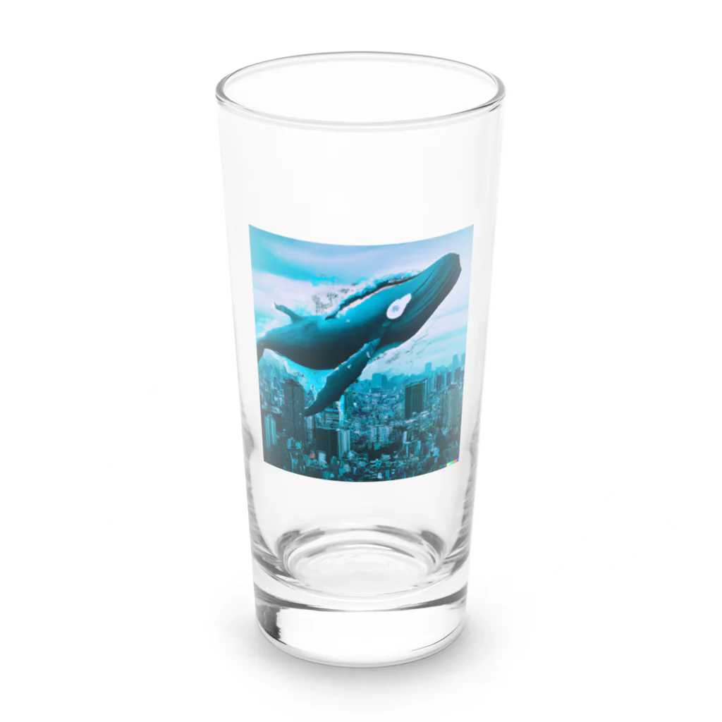 AI_ARTの空飛ぶクジラ Long Sized Water Glass :front