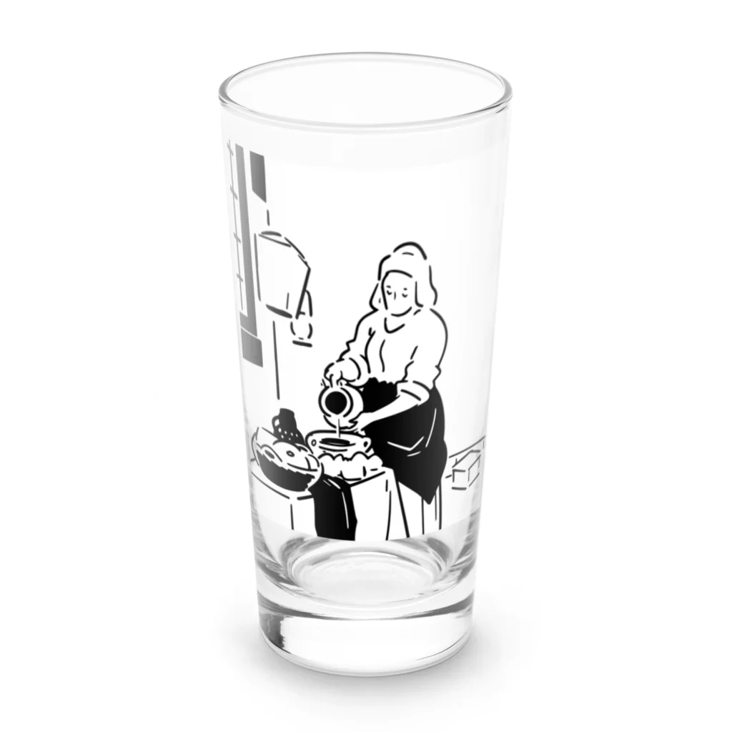 山形屋米店の牛乳を注ぐ女 Long Sized Water Glass :front