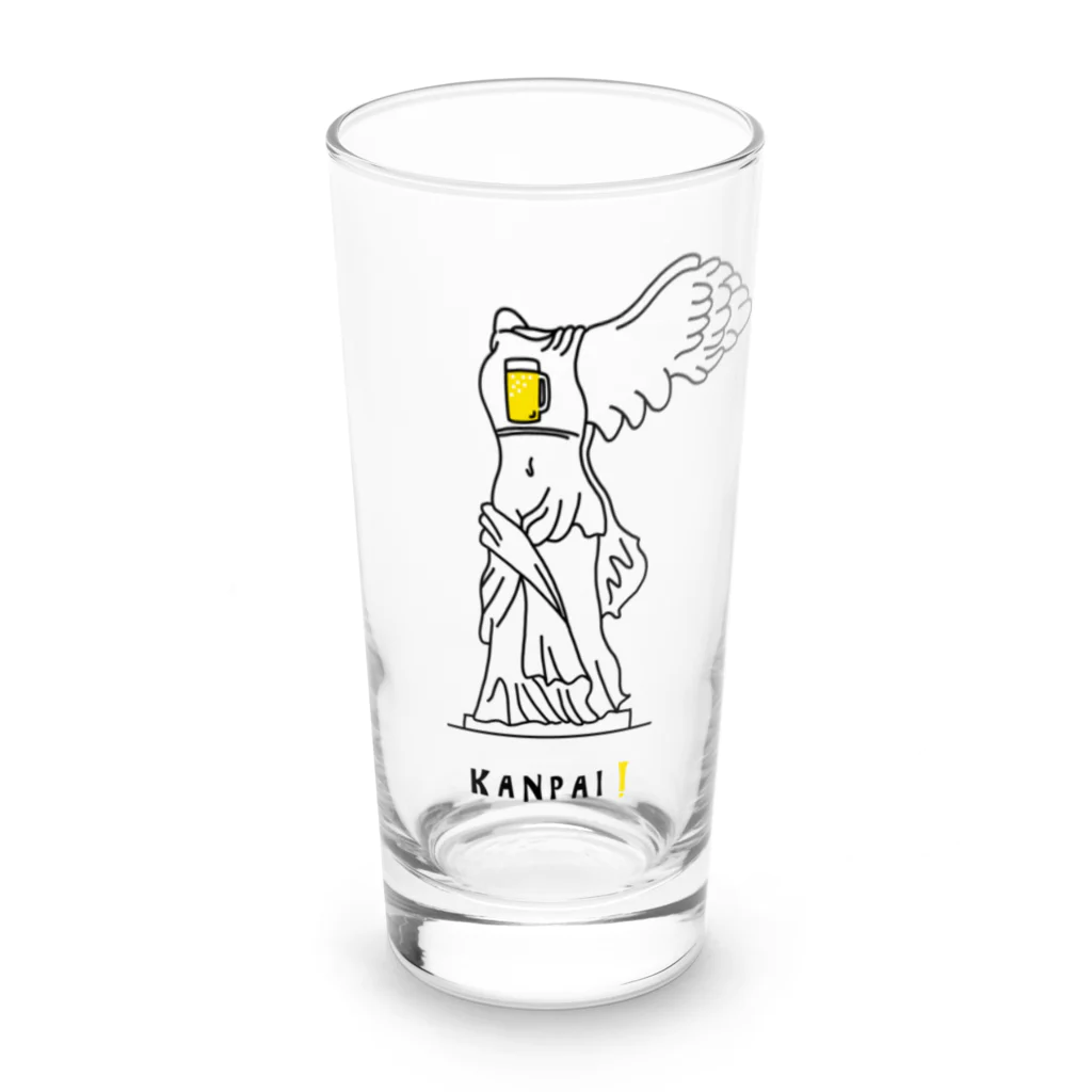 ビールとアート TM-3 Designの彫刻 × BEER（サモトラケのニケ）黒線画 Long Sized Water Glass :front