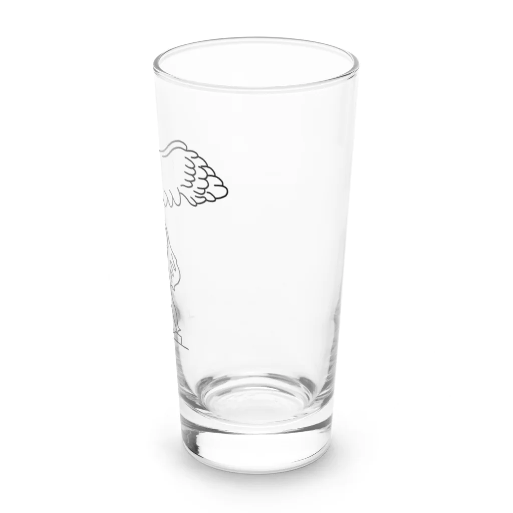 ビールとアート TM-3 Designの彫刻 × BEER：背面黒ロゴ入（サモトラケのニケ）黒線画 Long Sized Water Glass :front