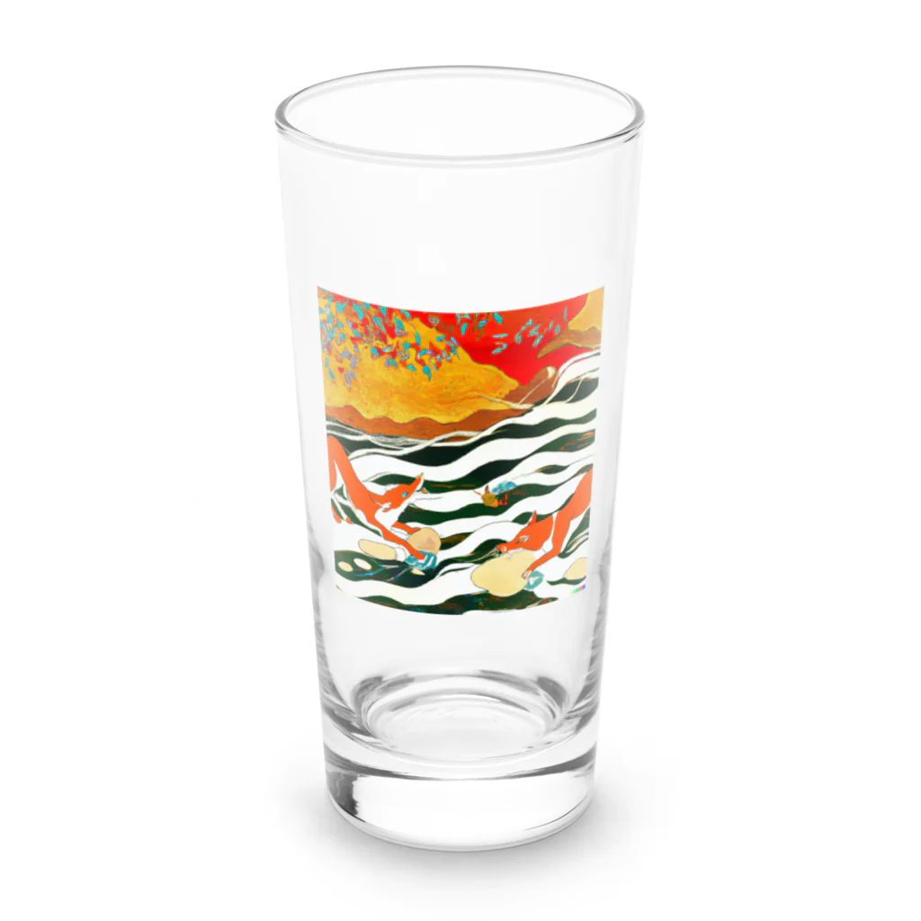 Spirit of 和のきつねの波乗り Long Sized Water Glass :front