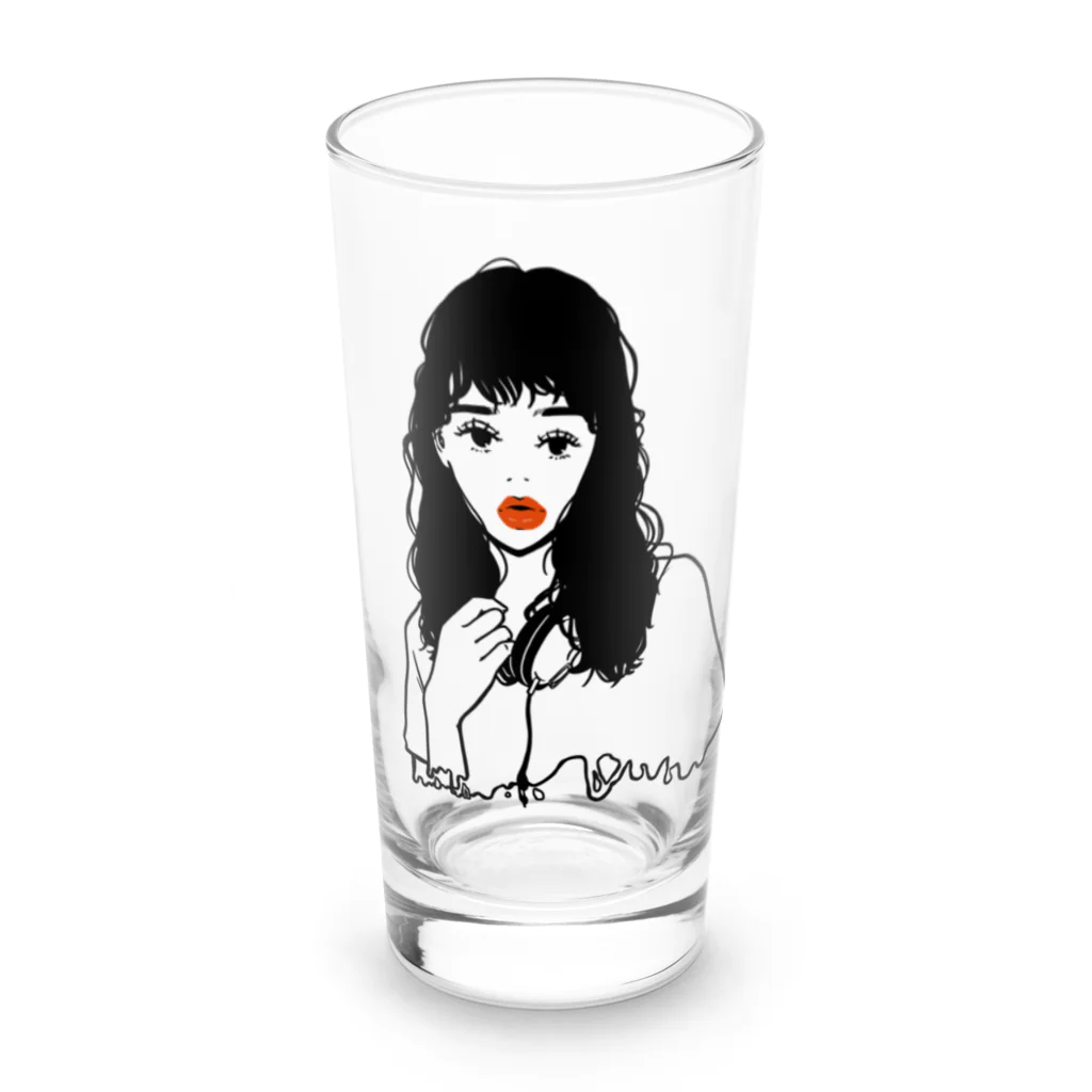 chr＊シンプルイラストのパーマノオンナノコ Long Sized Water Glass :front