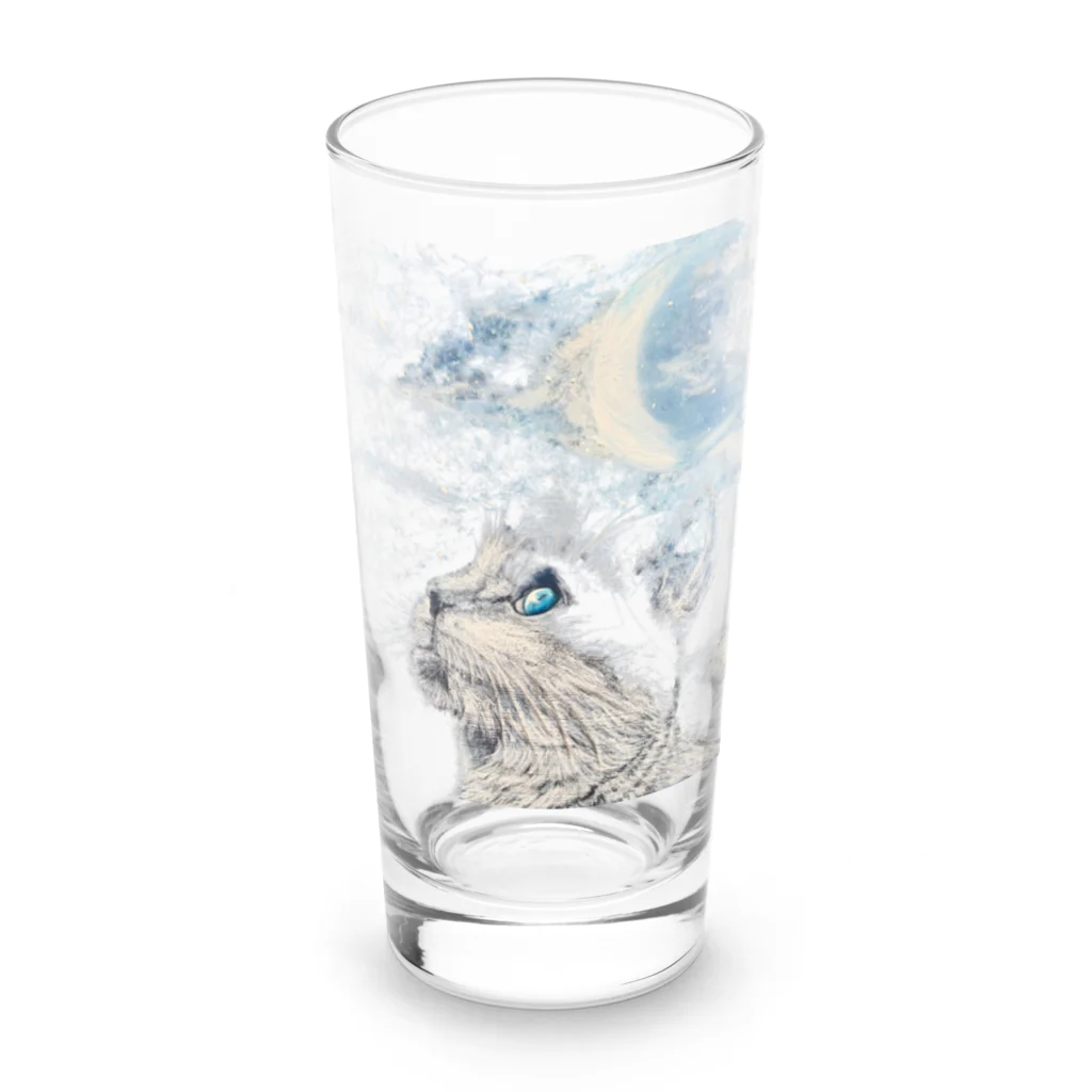 Owl's Dream　アウルズドリームのcat moon Long Sized Water Glass :front