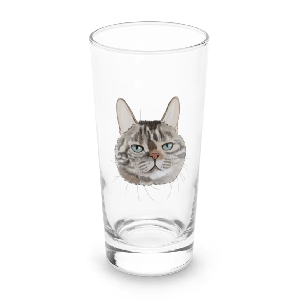 カナタ　フタバのキジトラ柄の猫 Long Sized Water Glass :front