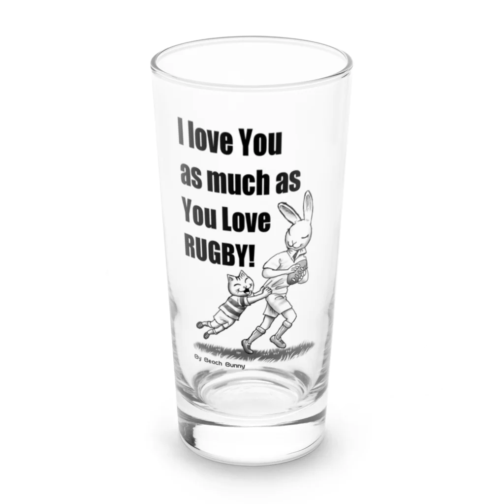 BeachBunnyのうさぎとねこ　ラグビーが好きなキミが好き Long Sized Water Glass :front