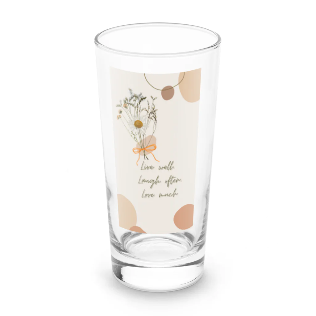 春のくまさんのドライフラワーを花束で。 Long Sized Water Glass :front