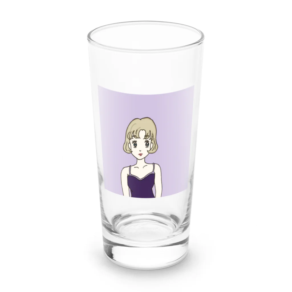 Hinanochin.shopのMs. Blonde Short Hair Long Sized Water Glass :front