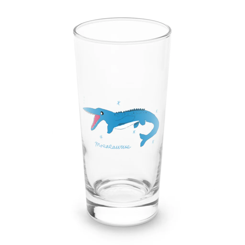 汐雨のふわふわモササウルス Long Sized Water Glass :front