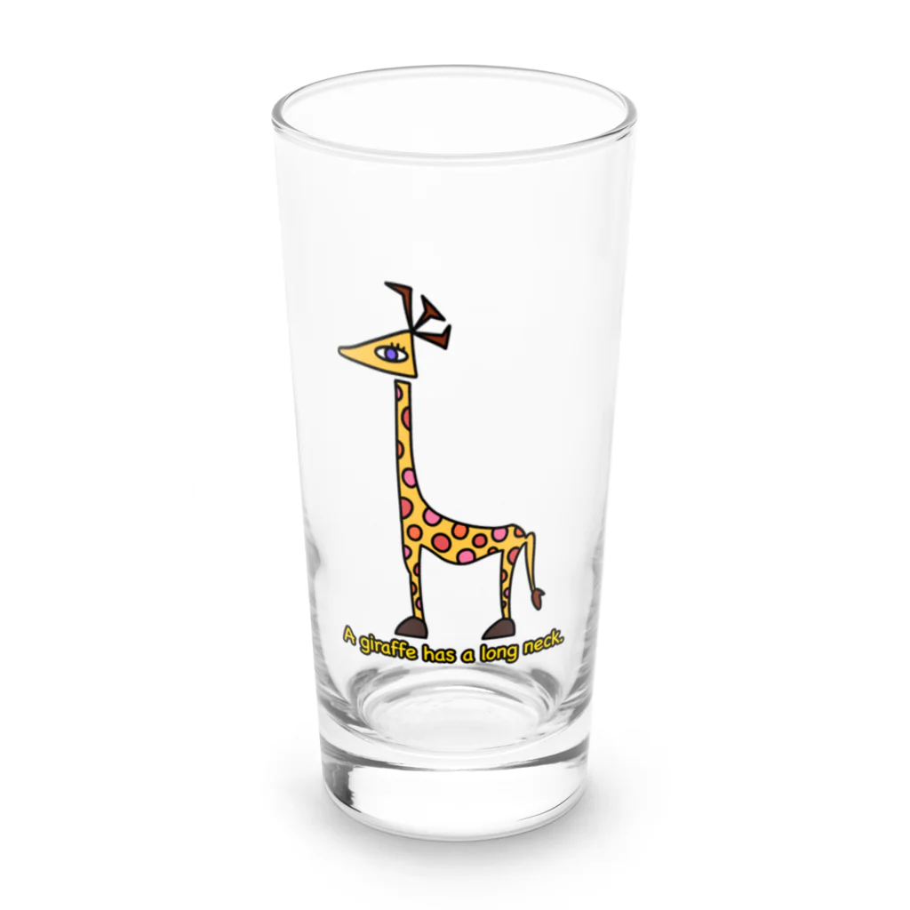 落書き“系”のA giraffe has a long neck. “キリンの首は長い” ロンググラス前面