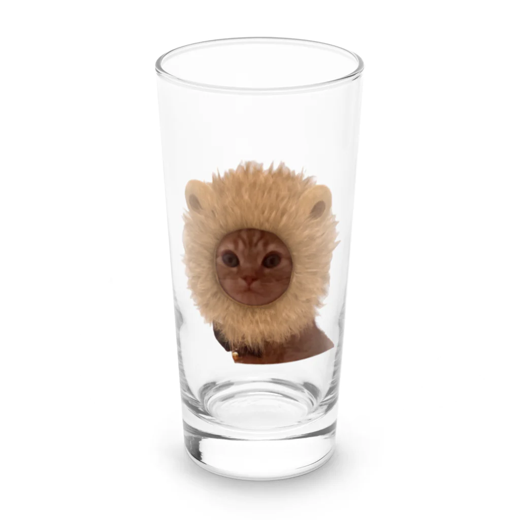 茶太郎🐱とモンブランの茶太郎のライオンに変身シリーズ Long Sized Water Glass :front