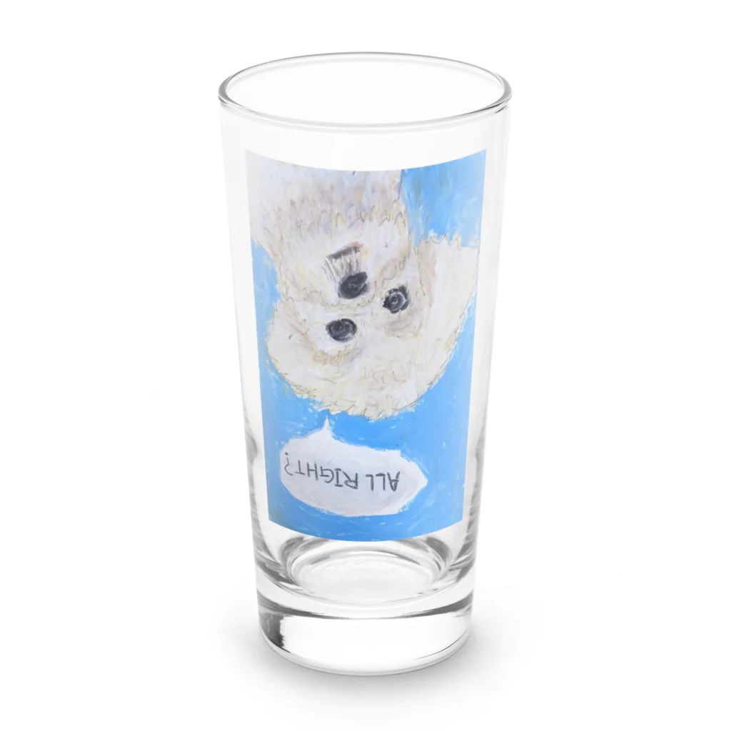 ルーナ│障害者アート の心配する犬 Long Sized Water Glass :front