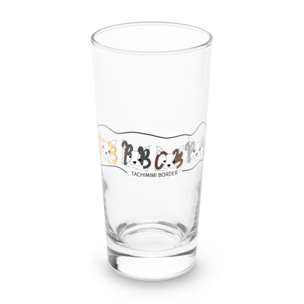 小雨のたち耳ボーダーコリー Long Sized Water Glass :front