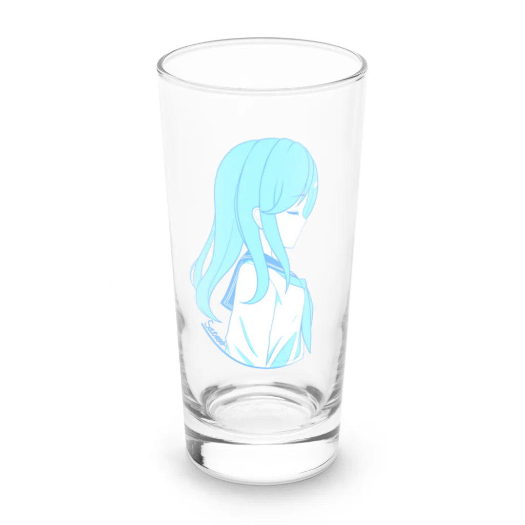 さトゥー@ Satoooのセーラー　ミテイちゃん（シアン） Long Sized Water Glass :front