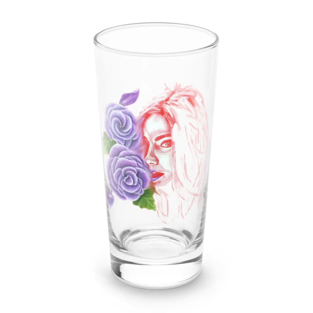 Owl's Dream　アウルズドリームのpurple rose lady Long Sized Water Glass :front