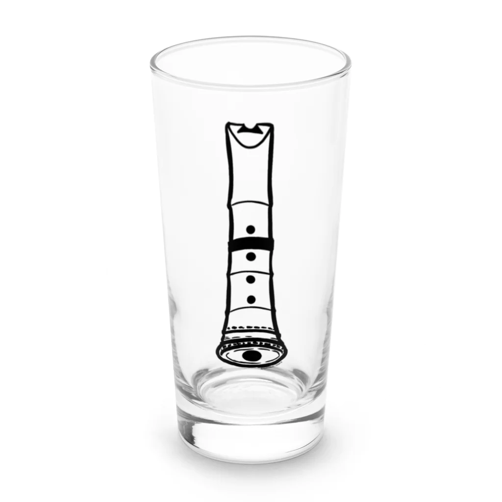 綾錦工房 りこりすの尺八−琴古流− 黒 Long Sized Water Glass :front