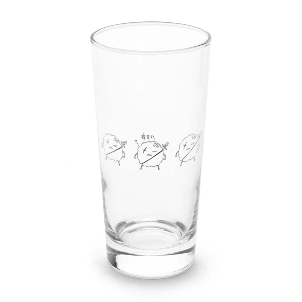 仕事やめたい協会の3連夜叉丸(寝とるやつおるな) Long Sized Water Glass :front