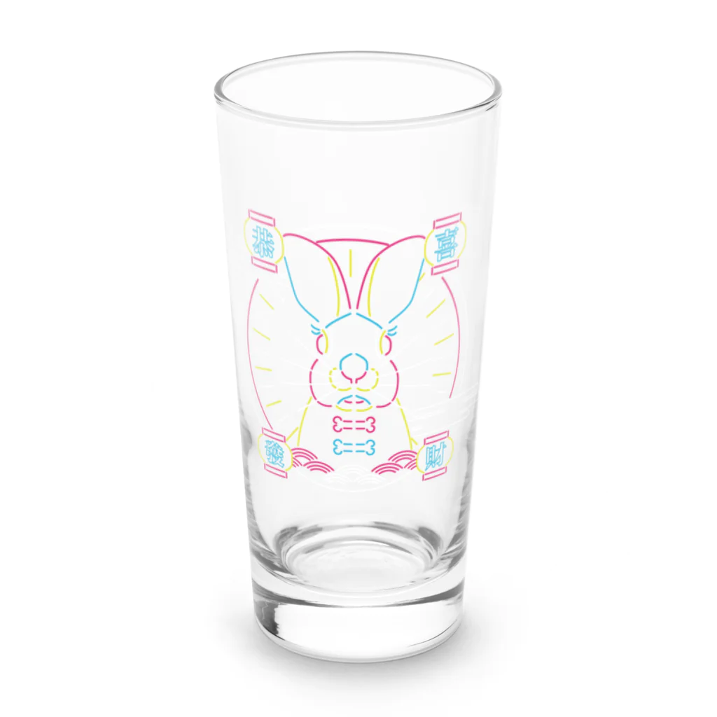 中華呪術堂（チャイナマジックホール）の【背景なし】兎年ネオン  Long Sized Water Glass :front