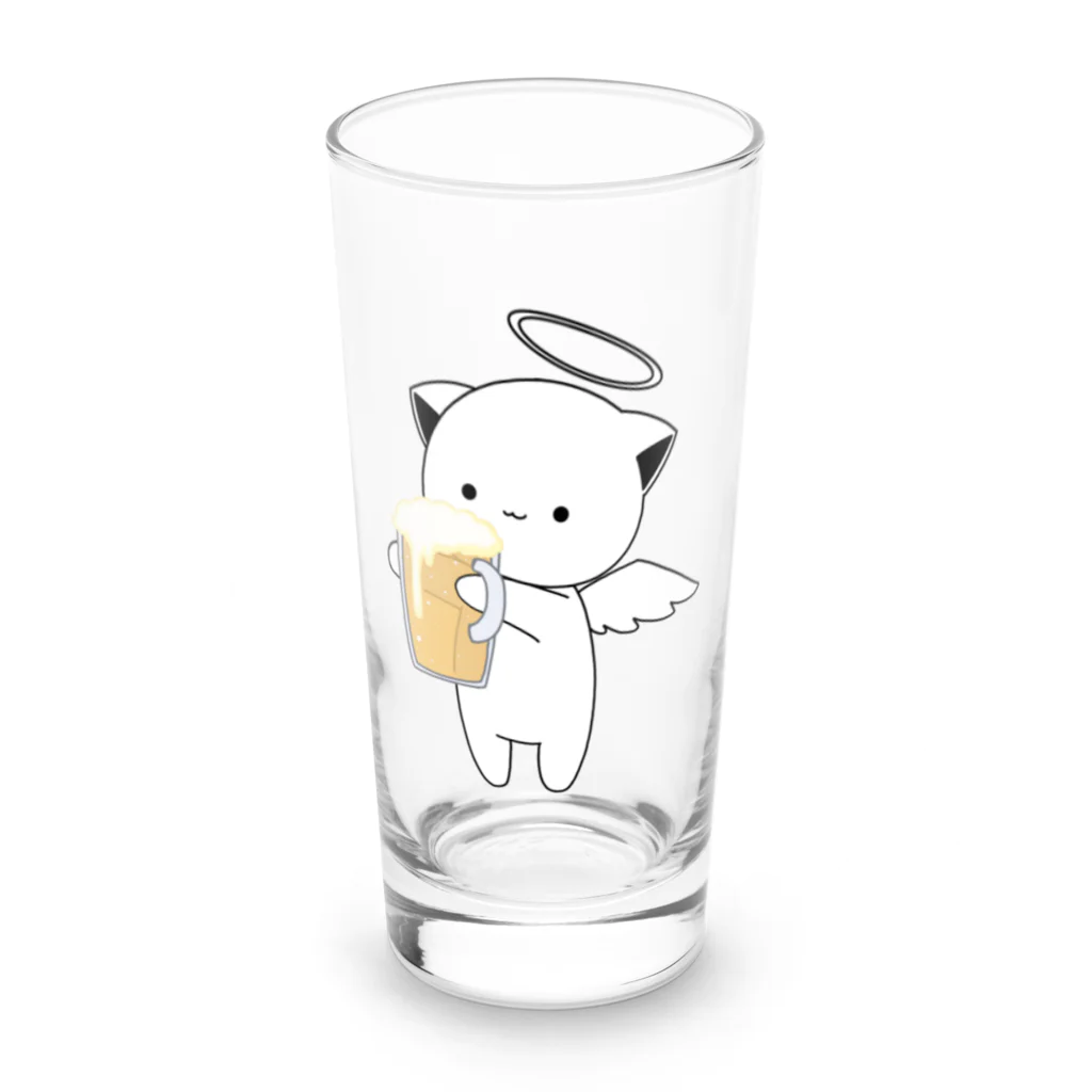MochiMochi SHOPの白猫天使こむぎちゃん（ビール） Long Sized Water Glass :front