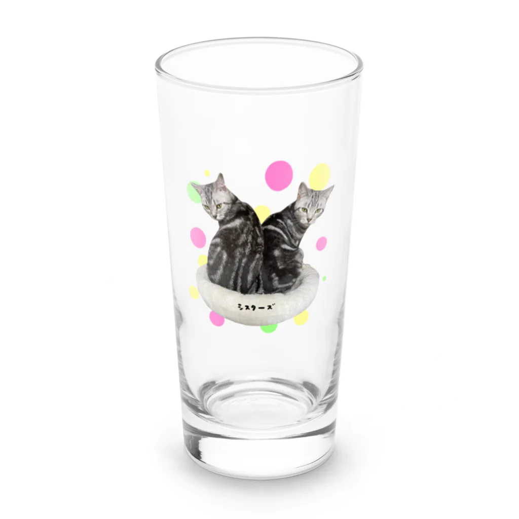 くぅちゃんファミリーのうめハル姉妹🐈🐈 Long Sized Water Glass :front