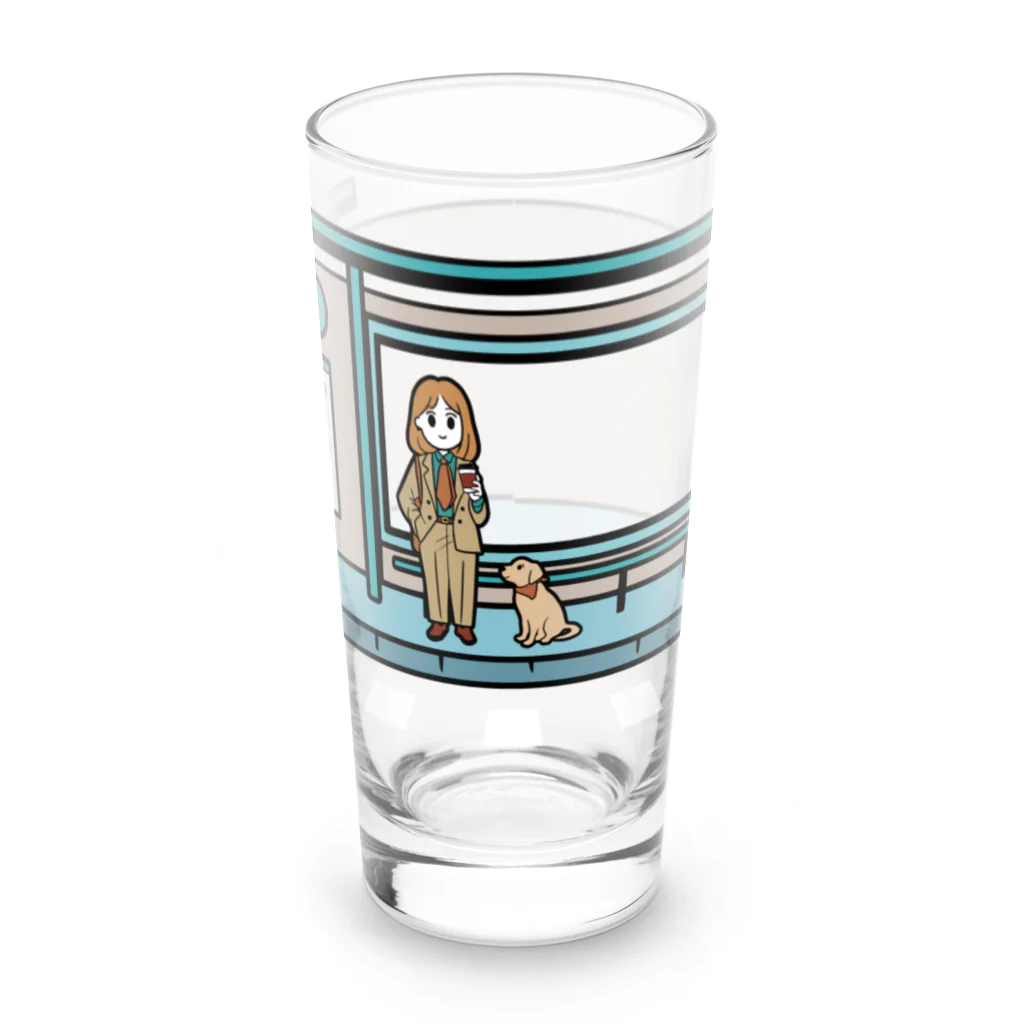 umi_comicのバス停 Long Sized Water Glass :front