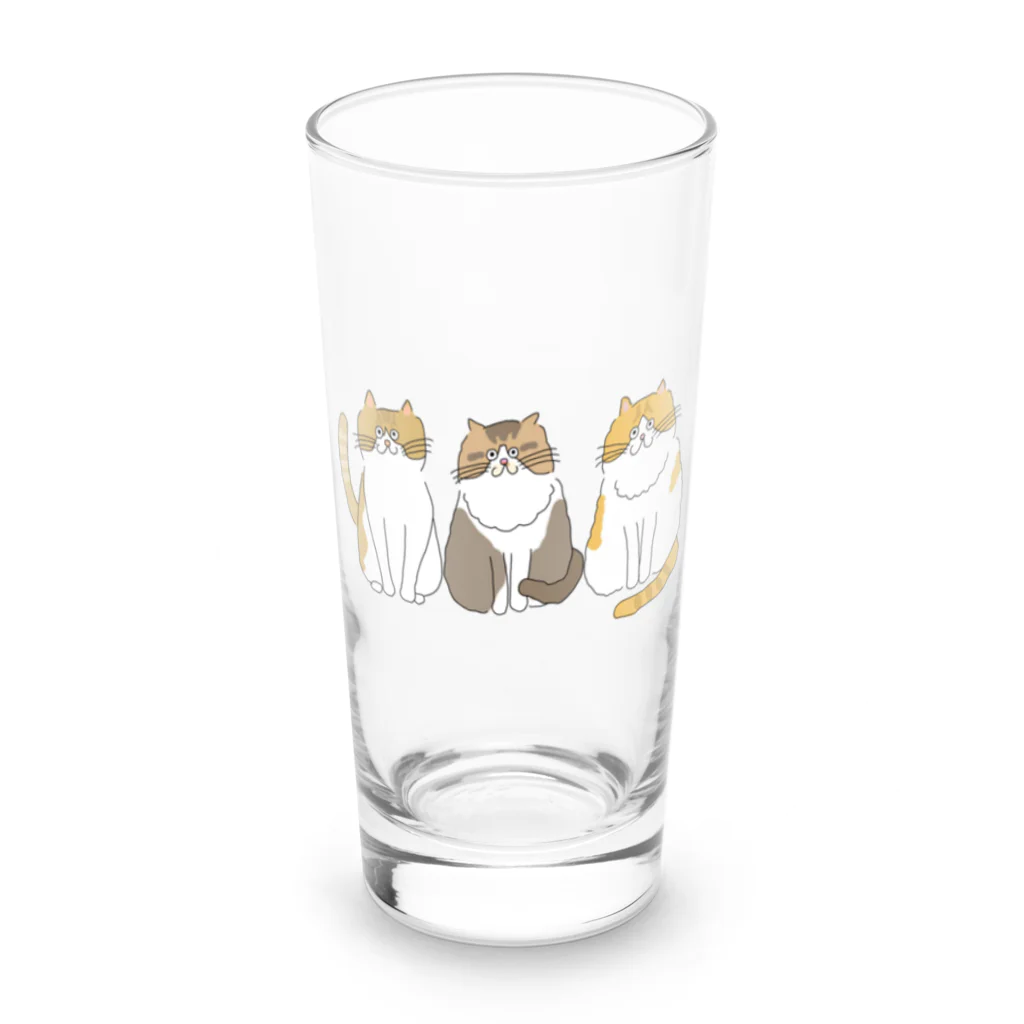 お髭ちゃんのおみせ。のふわふわ３にゃんず Long Sized Water Glass :front