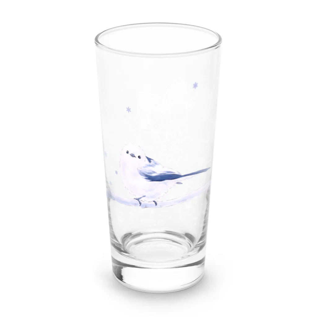 しの.＠流浪創具師EMANONの雪国の妖精シマエナガ Long Sized Water Glass :front