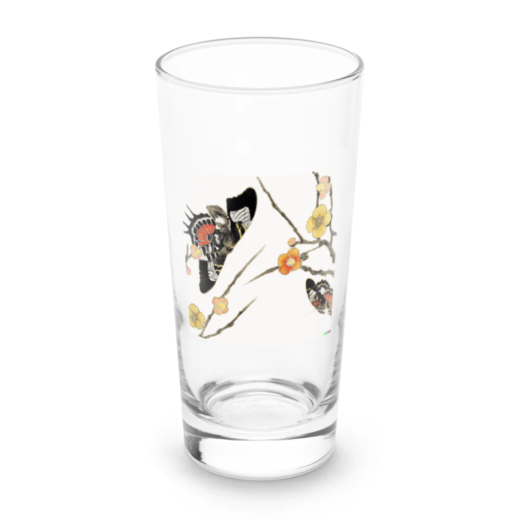 Spirit of 和の梅の花に飛ぶ蝶 ロンググラス前面
