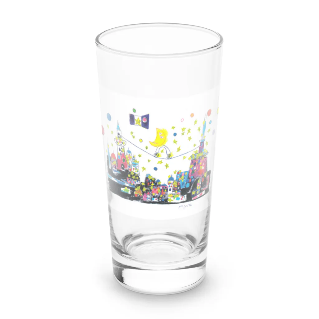 タナカミノルのユーモアイラストショップのお月さんぽ Long Sized Water Glass :front