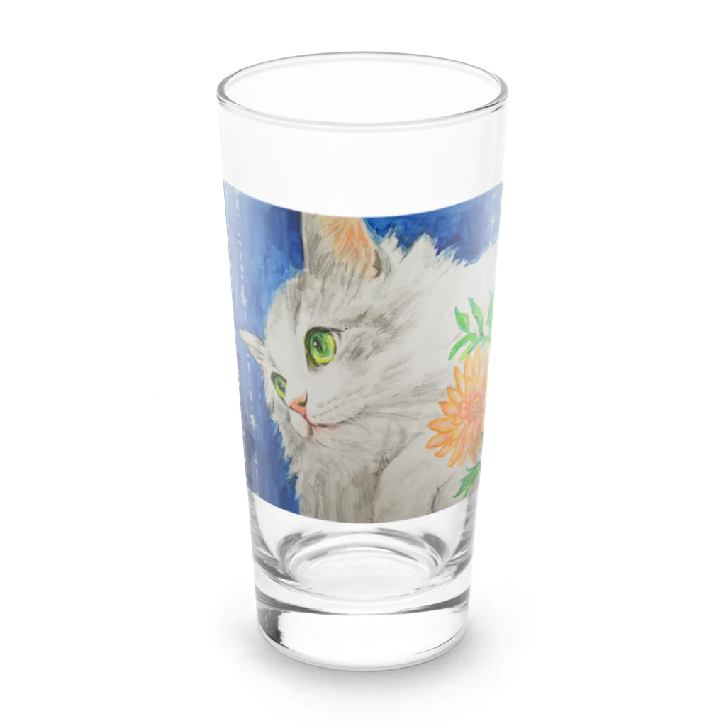 harupink🌸ペット似顔絵illustのスコティッシュストレートのパール君 Long Sized Water Glass :front