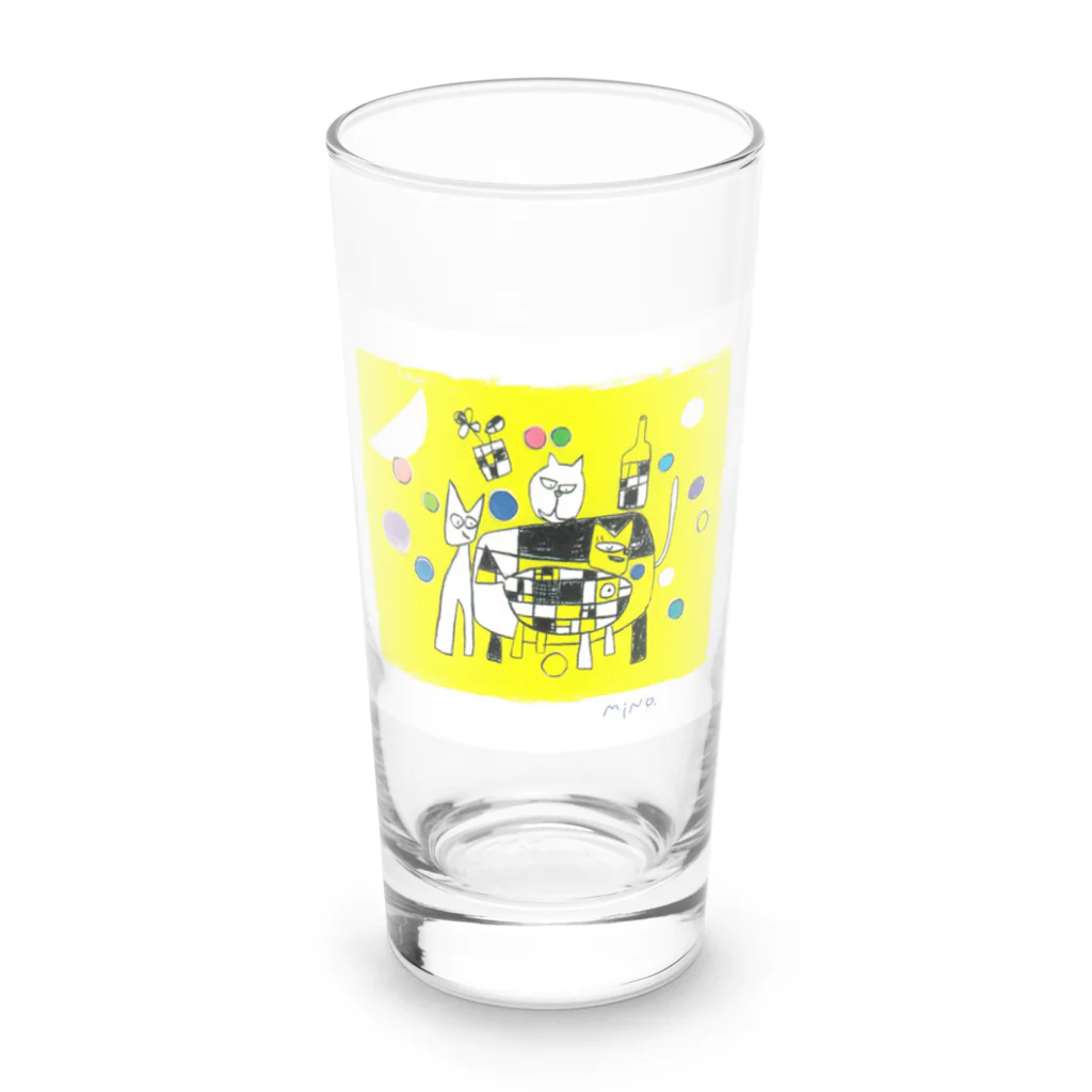 タナカミノルのユーモアイラストショップのキャット テーブル Long Sized Water Glass :front