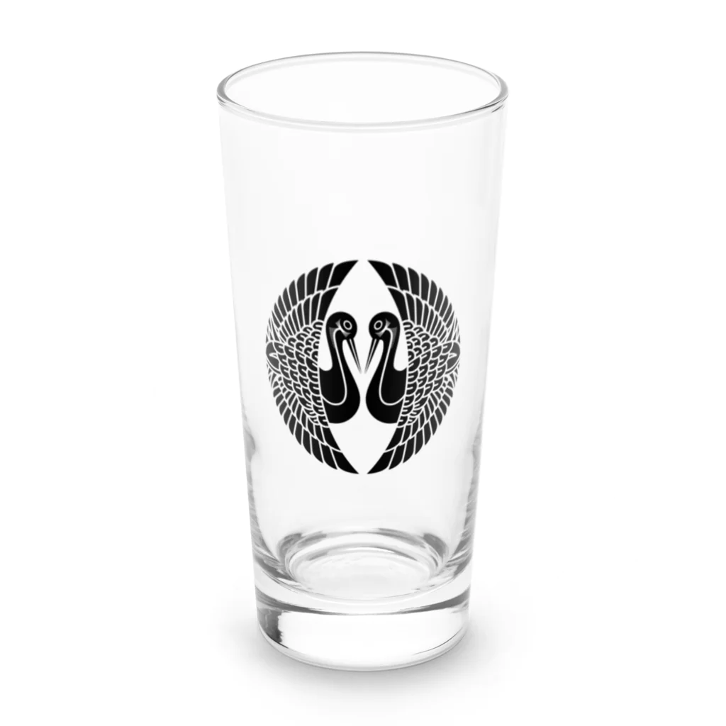 戦国神社 -戦国グッズ専門店-の蒲生氏郷/対い鶴/ブラック Long Sized Water Glass :front