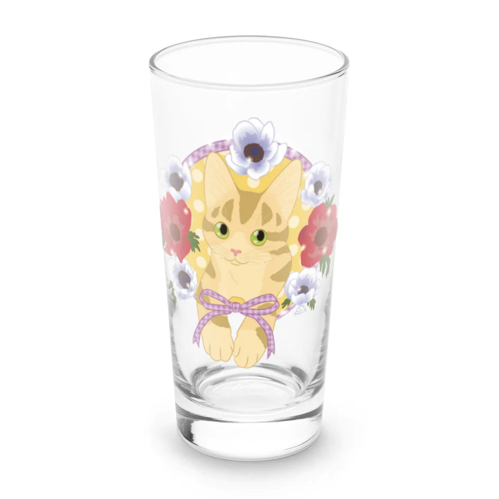 INUMAN WORLDのアネモネにゃんこ Long Sized Water Glass :front