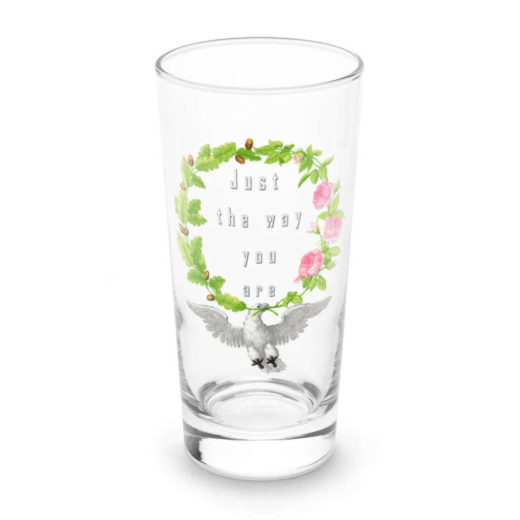 PALA's SHOP　cool、シュール、古風、和風、の幸福を運ぶ鳥「Just the way you are」 Long Sized Water Glass :front