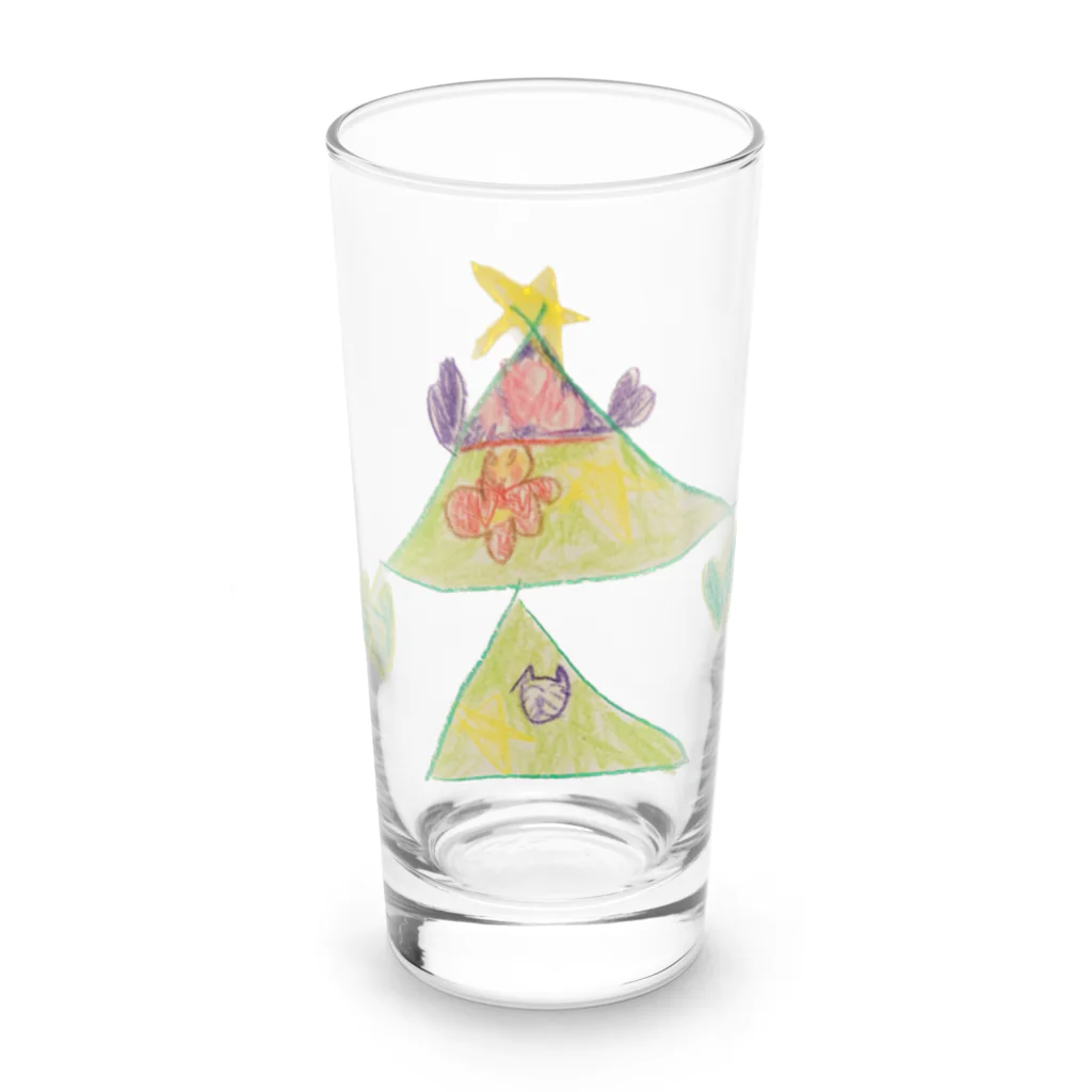 KidsArtの【子どもの絵】クリスマスツリー Long Sized Water Glass :front